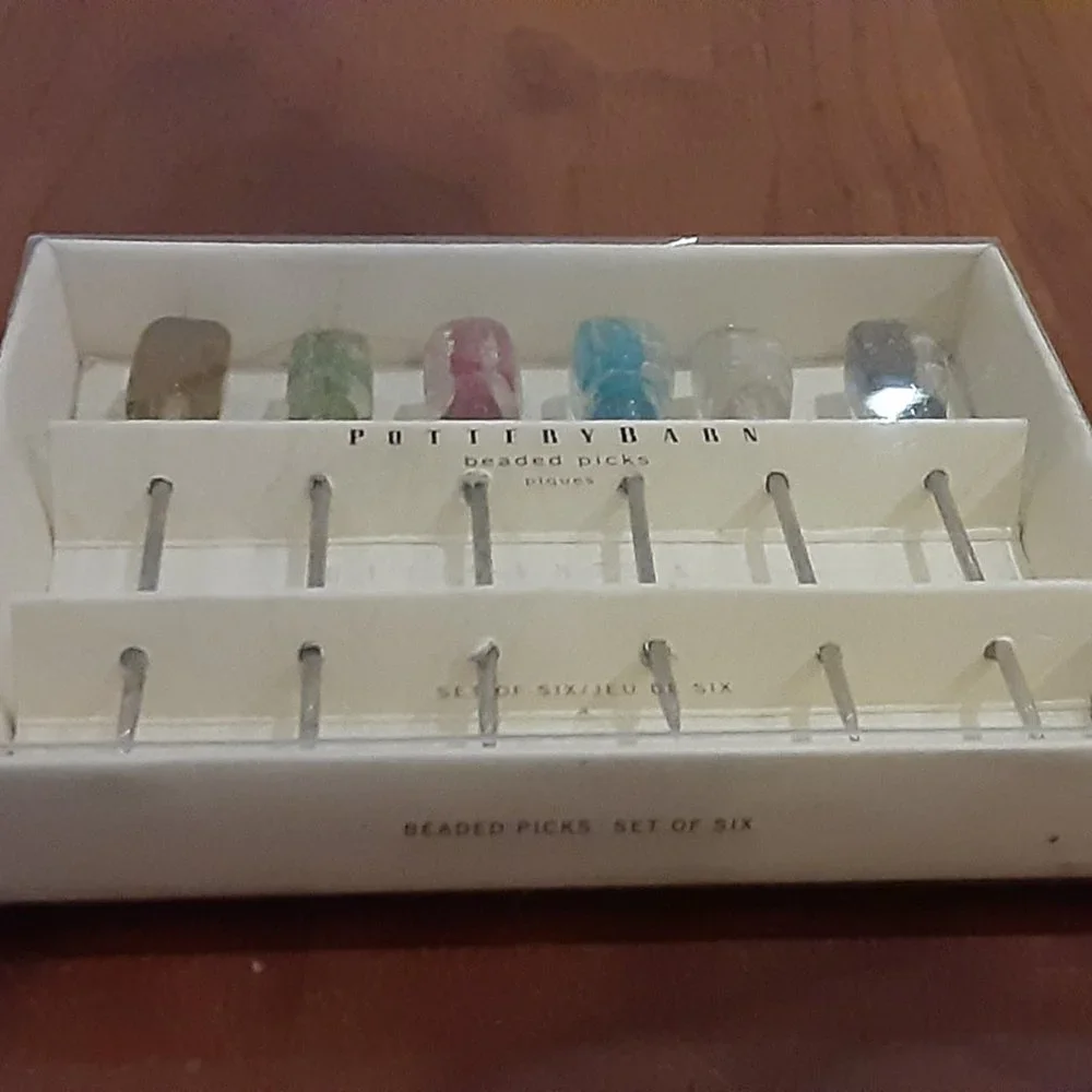 Pottery Barn Fancy Beaded Cocktail toothpicks set of (6)